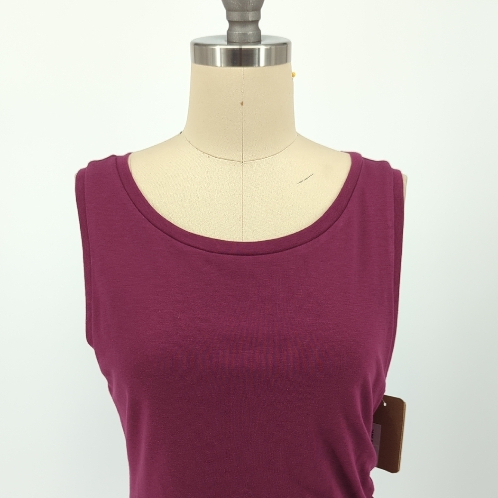 00582 Leith Ruched Bodycon Tank Dress Red M casual preppy summer stretch - Picture 3 of 6